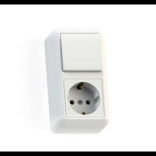 Блок комбинированный ОП БКВР-405 Оптима (1-кл. выкл. + розетка с заземл.) бел. Кунцево 8064 фото 1