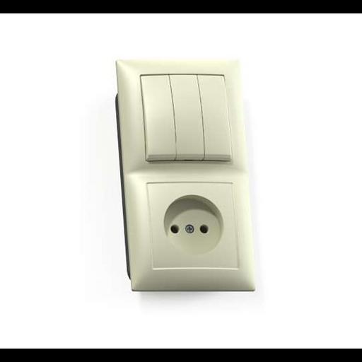 Блок СП БКВР-410 Селена (3-кл. выкл. + розетка) сл. кость Кунцево 8172 фото 1