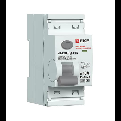 Выключатель дифференциального тока 2п 40А 30мА тип AC 6кА ВД-100N электромех. PROxima EKF E1026M4030 фото 1