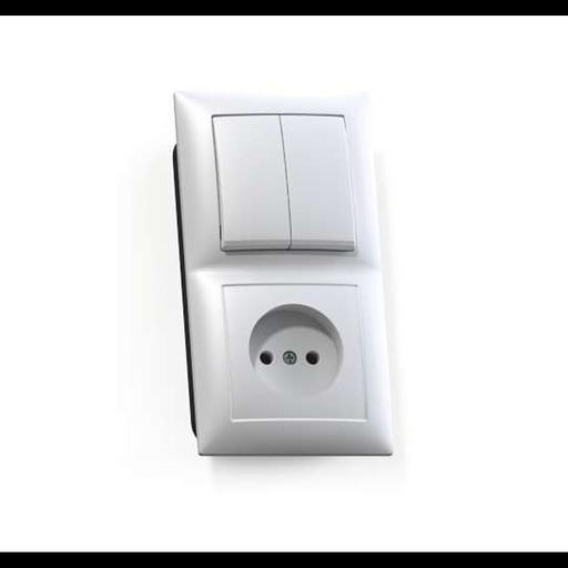 Блок СП БКВР-409 Селена (2-кл. выкл. + розетка) бел. Кунцево 8201 фото 1