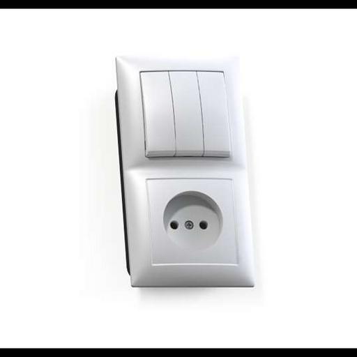 Блок СП БКВР-410 Селена (3-кл. выкл. + розетка) бел. Кунцево 8203 фото 1