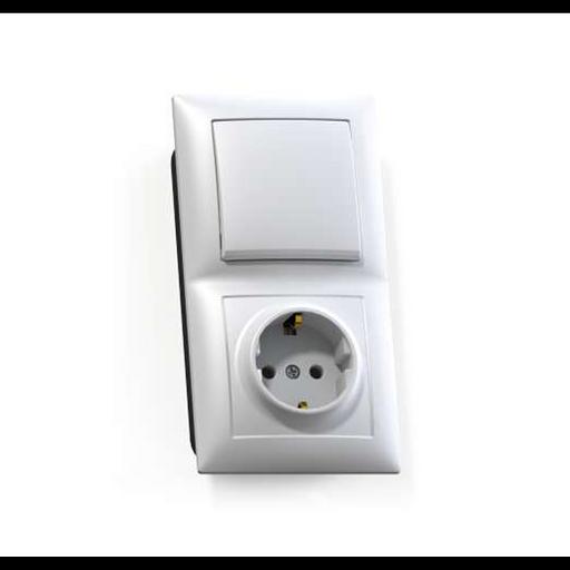 Блок СП БКВР-411 Селена (1-кл. выкл. + розетка с заземл.) бел. Кунцево 8207 фото 1