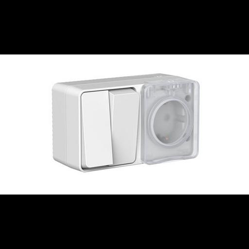 Блок ОП AtlasDesign PROFI IP54 (розетка 16А заземл. защ. шторки + 2-кл. выключатель 10А) сер. SE ATN фото 1