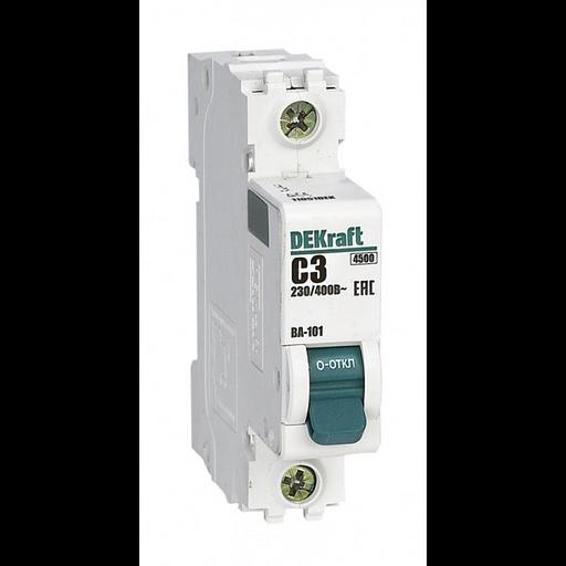 Выключатель автоматический модульный 1п C 3А 4.5кА ВА-101 DEKraft 11051DEK фото 1