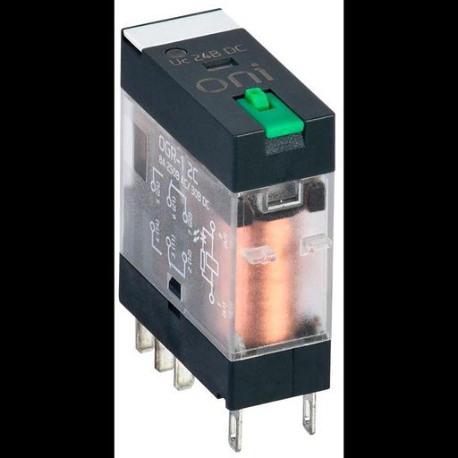 Реле общего назначения OGR-1 2C 24В DC с LED и тест. кнопкой ONI OGR-1-2C-DC24V-L-B фото 1