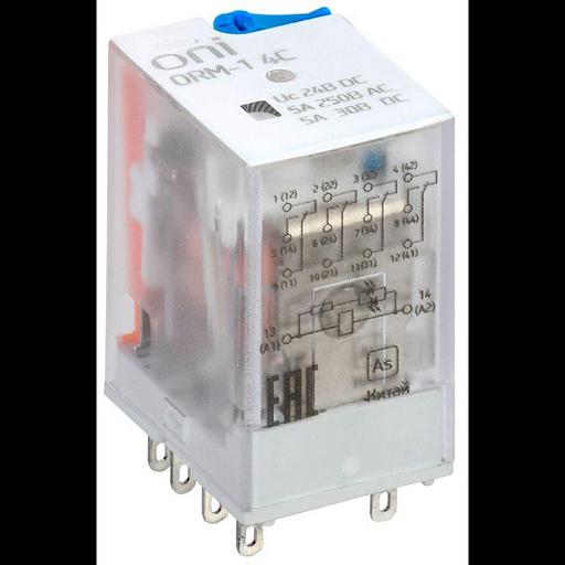 Реле интерфейсное ORM-1 4C 24В DC с LED и тест. кнопкой ONI ORM-1-4C-DC24V-L-B фото 1