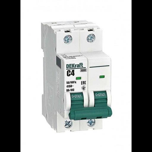 Выключатель автоматический модульный 2п C 4А 6кА ВА-103 DEKraft 12283DEK фото 1