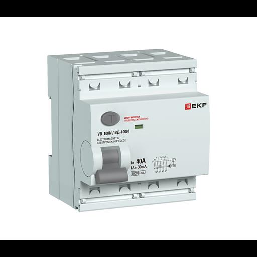 Выключатель дифференциального тока 4п 40А 30мА тип AC 6кА ВД-100N электромех. PROxima EKF E1046M4030 фото 3