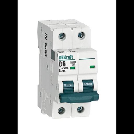 Выключатель автоматический модульный 2п C 6А 10кА ВА-105 DEKraft 13163DEK фото 1