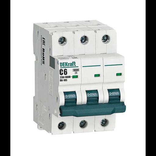 Выключатель автоматический модульный 3п C 6А 10кА ВА-105 DEKraft 13175DEK фото 1
