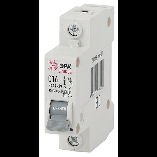Выключатель автоматический модульный 1п C 16А 4.5кА ВА 47-29 SIMPLE-mod-03 ЭРА Б0039220 фото 1