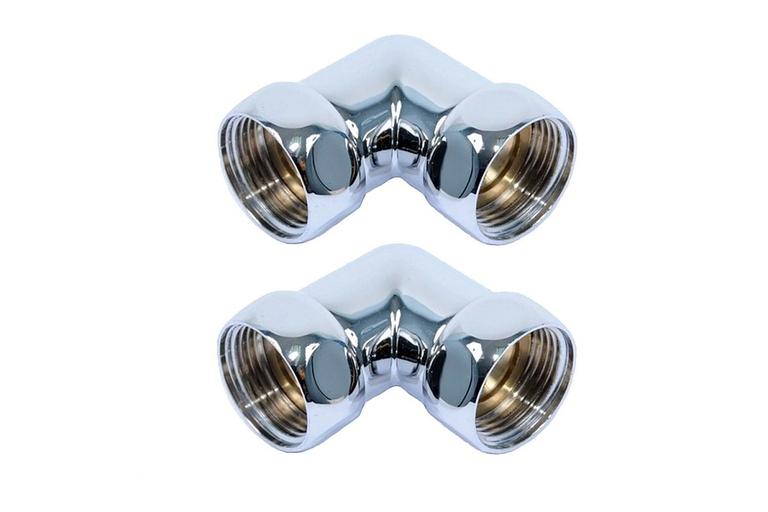 Комплект соединений для полотенцесушителя угловой гайка/гайка 1'х1' хром фото 1