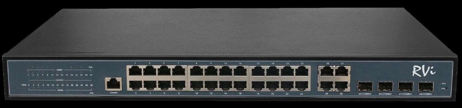 Коммутатор управляемый L2 32 порта RJ45/SFP 10 100 1000 Мб/с PoE 370Вт фото 1