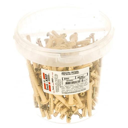 Дюбель-гвоздь 6х60 цилиндрический бортик, нейлон (100шт) фото 1