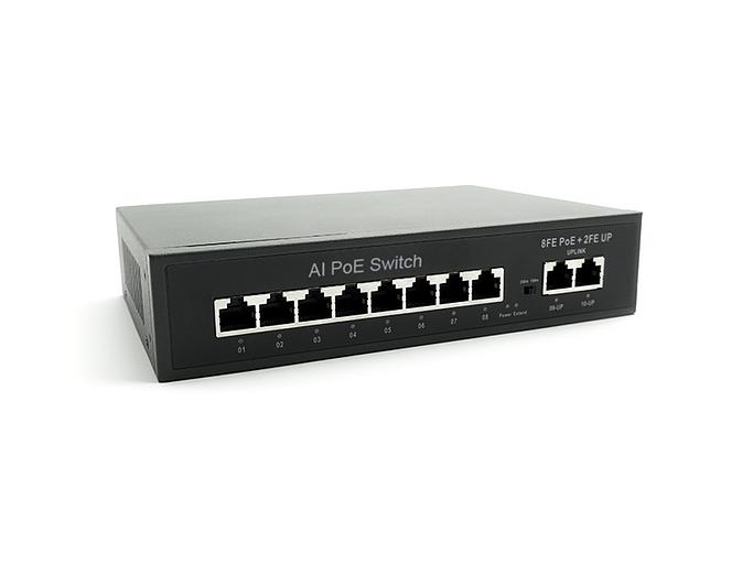 Коммутатор неуправляемый 10 портов RJ45 10 100 Мб/с PoE 96Вт фото 1