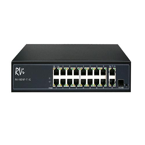 Коммутатор неуправляемый 16 портов RJ45/SFP 10 100 Мб/с PoE 300Вт фото 1