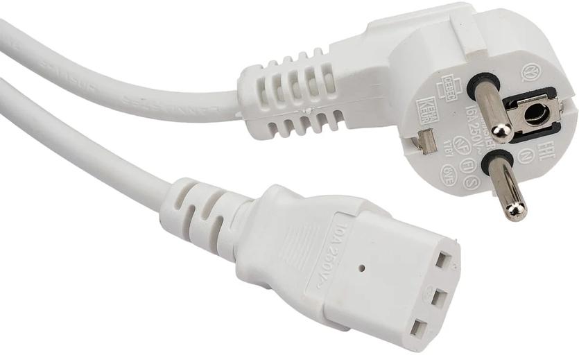 Шнур питания Lanmaster LAN-PP13/SHA-1.0-WH C13-Schuko проводник.:3x0.75мм2 1м 220В 10А белый фото 1