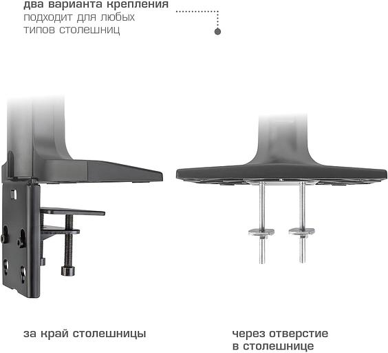 Кронштейн для мониторов Kromax OFFICE-20 черный 17"-35" макс.10кг настольный поворот и наклон фото 8