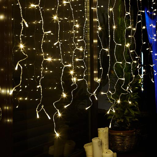 Занавес светодиодный 3х2м 384 светодиода Теплый белый свет Провод прозрачный ULD-C3020-384/DTA/RC WARM WHITE IP44 Пульт ДУ (в/к) фото 4