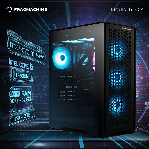 Компьютер FragMachine Liquid 5107 (i5-13600KF, DDR5 32GB, SSD 2Tb, RTX 4070Ti Super, Win 10 Pro) фото 1