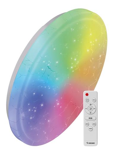 Светильник светодиодный ДБО-75 настенно-потолочный управляемый FROST-RGB 230В 3000-6500K 4400Лм 495x85мм с RGB подсветкой фото 1