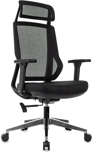 Кресло руководителя Бюрократ MC-412N-H черный сетка/ткань с подголов. крестов. металл хром фото 1