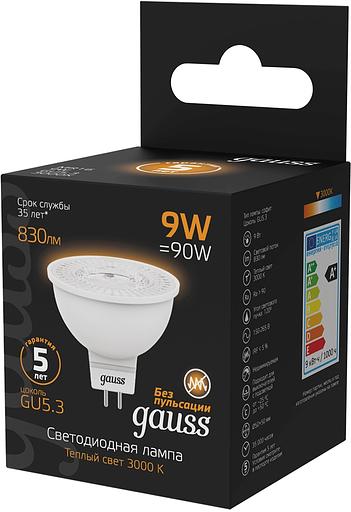 Лампа светодиодная Gauss 101505109 9Вт цок.:GU5.3 рефлек. 150B св.свеч.бел.теп. MR16 (упак.:10шт) фото 4