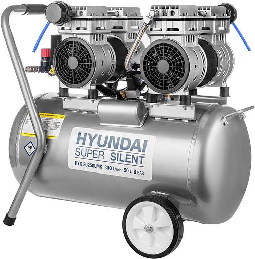 Компрессор поршневой Hyundai HYC 30250LMS безмасляный 300л/мин 50л 2000Вт серебристый/черный фото 5