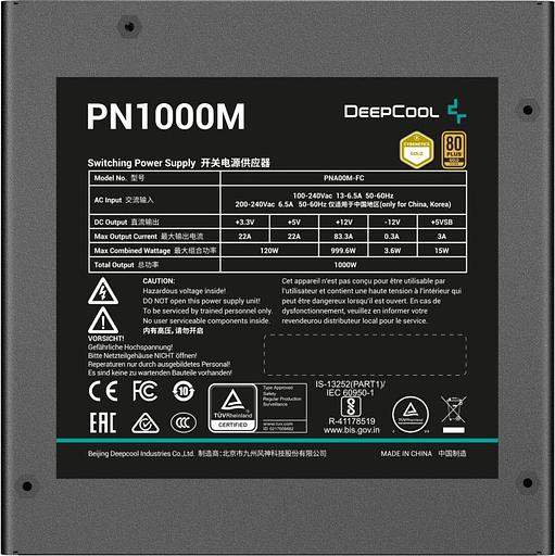 Блок питания Deepcool ATX 1000W PN1000M Gen.5 80+ gold (20+4pin) APFC 120mm fan 8xSATA RTL фото 3
