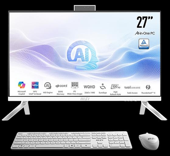 Моноблок MSI Modern AM273Q AI 1UM-047XRU 27" WQHD Core Ultra 5 125U (1.3) 16Gb SSD512Gb Graphics noOS GbitEth WiFi BT 120W клавиатура мышь Cam черный 2560x1440 фото 1