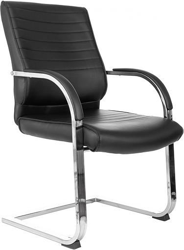 Кресло Бюрократ T-8010-Low-V черный эко.кожа низк.спин. полозья металл хром фото 1