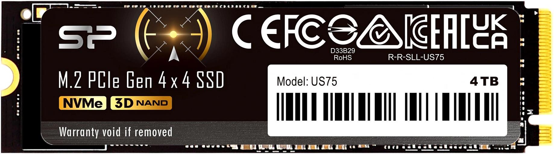Накопитель SSD Silicon Power PCIe 4.0 x4 4TB SP04KGBP44US7505 US75 M.2 2280 фото 1