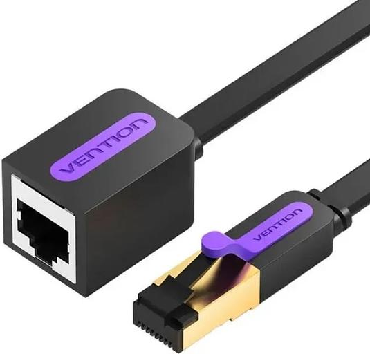 Патч-корд удлинитель Vention прямой SSTP cat.7, RJ45 - 1м. Черный плоский Vention ICBBF фото 1