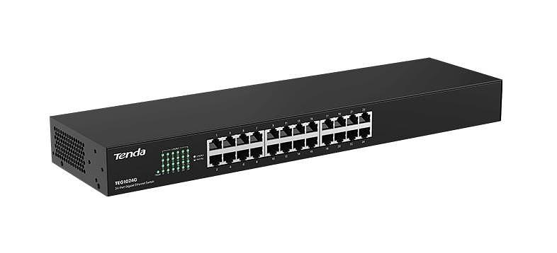 Tenda TEG1024G Коммутатор неуправляемый, 24 порта, 24x1 Гбит/с, установка в стойку, металлический корпус фото 2