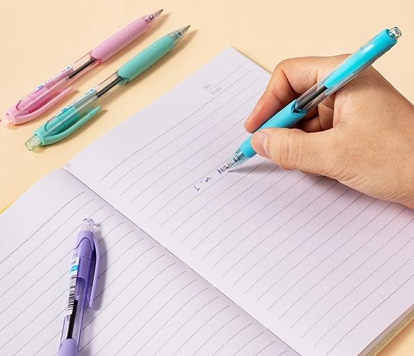 Ручка шариков. автоматическая Deli Every EQ41-BL прозрачный/ассорти d=0.7мм син. черн. резин. манжета фото 4