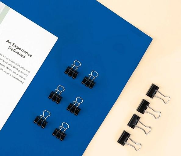 Зажимы Deli EZ66 металл 15мм черный (упак.:12шт) картонная коробка фото 2