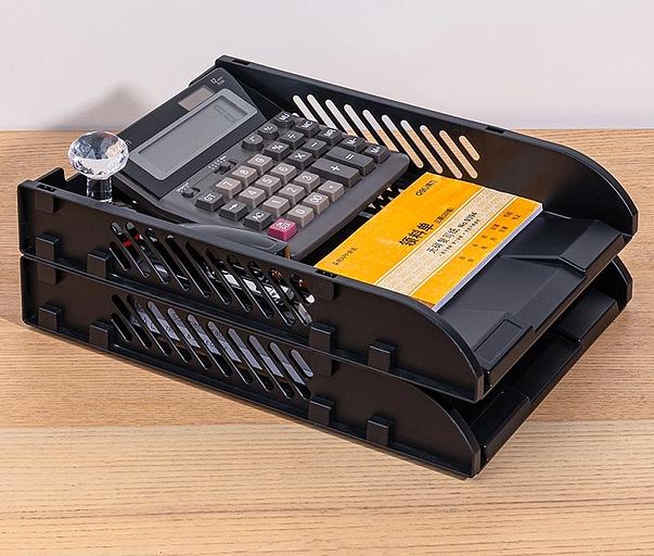 Лоток горизонтальный Deli E9212 сборный для бумаг 325x241x155мм черный пластик (упак.:2шт) пластиковый пакет фото 3