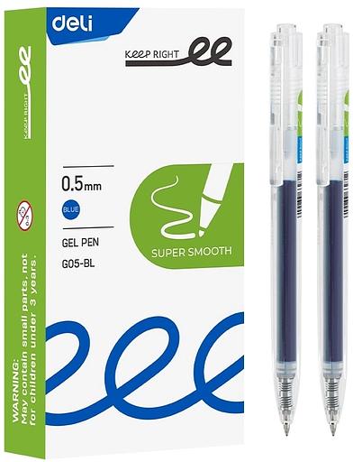 Ручка гелев. автоматическая Deli EG05-BL прозрачный d=0.5мм син. черн. фото 1
