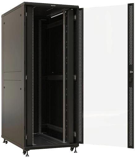 Шкаф коммутационный Hyperline (TTBR-4288-AS-RAL9004) напольный 42U 800x800мм пер.дв.стекл задн.дв.спл.стал.лист 2 бок.пан. 1000кг черный 710мм IP20 фото 2