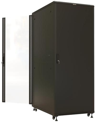 Шкаф коммутационный Hyperline (TTBR-4288-AS-RAL9004) напольный 42U 800x800мм пер.дв.стекл задн.дв.спл.стал.лист 2 бок.пан. 1000кг черный 710мм IP20 фото 3