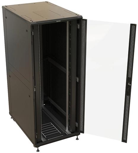 Шкаф коммутационный Hyperline (TTBR-4288-AS-RAL9004) напольный 42U 800x800мм пер.дв.стекл задн.дв.спл.стал.лист 2 бок.пан. 1000кг черный 710мм IP20 фото 4