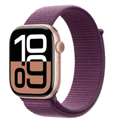 Apple Watch Series 10 46mm Rose Gold Aluminium Case with Plum Sport Loop (MWWV3LW/A) фото 1