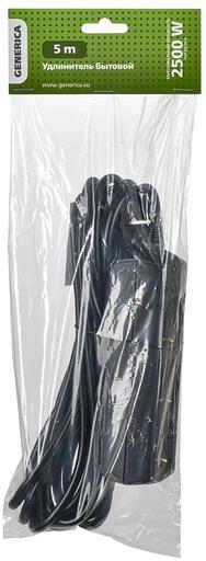 Сетевой удлинитель IEK GENERICA У03 5м (3 розетки) черный (пакет ПЭ) фото 2