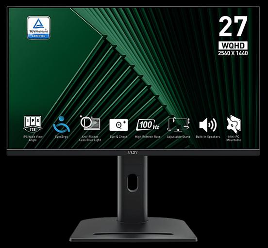 MSI PRO 27" MP275QPG {IPS 2560x1440 100Hz 4ms 300cd 2xHDMI DisplayPort Speakers HAS Pivot VESA} [9S6-3PC39M-069] фото 1