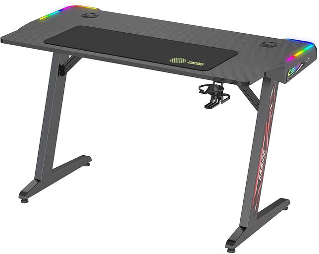 Стол игровой Cactus CS-GTZ-BK-RGB столешница ДСП черный каркас черный фото 2