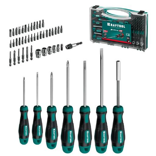 KRAFTOOL X-Drive 50, 50 предм., набор отверток и насадок [25815] фото 1