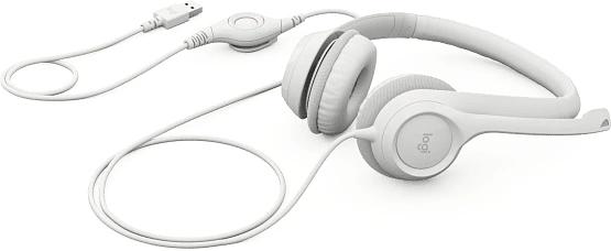 Наушники с микрофоном Logitech H390 белый накладные USB оголовье (981-001288) фото 4