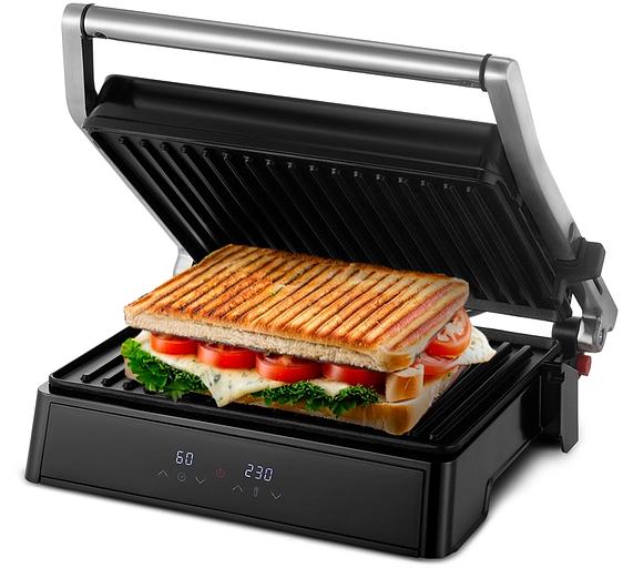 Электрогриль Kitfort КТ-3664 2000Вт серебристый/черный фото 1