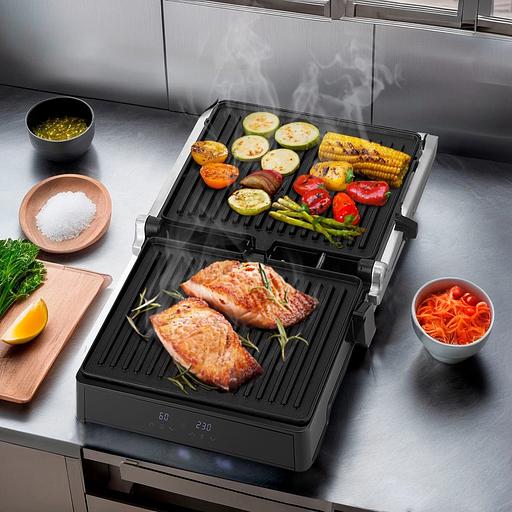 Электрогриль Kitfort КТ-3664 2000Вт серебристый/черный фото 7