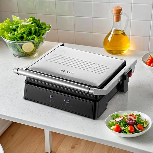 Электрогриль Kitfort КТ-3664 2000Вт серебристый/черный фото 8